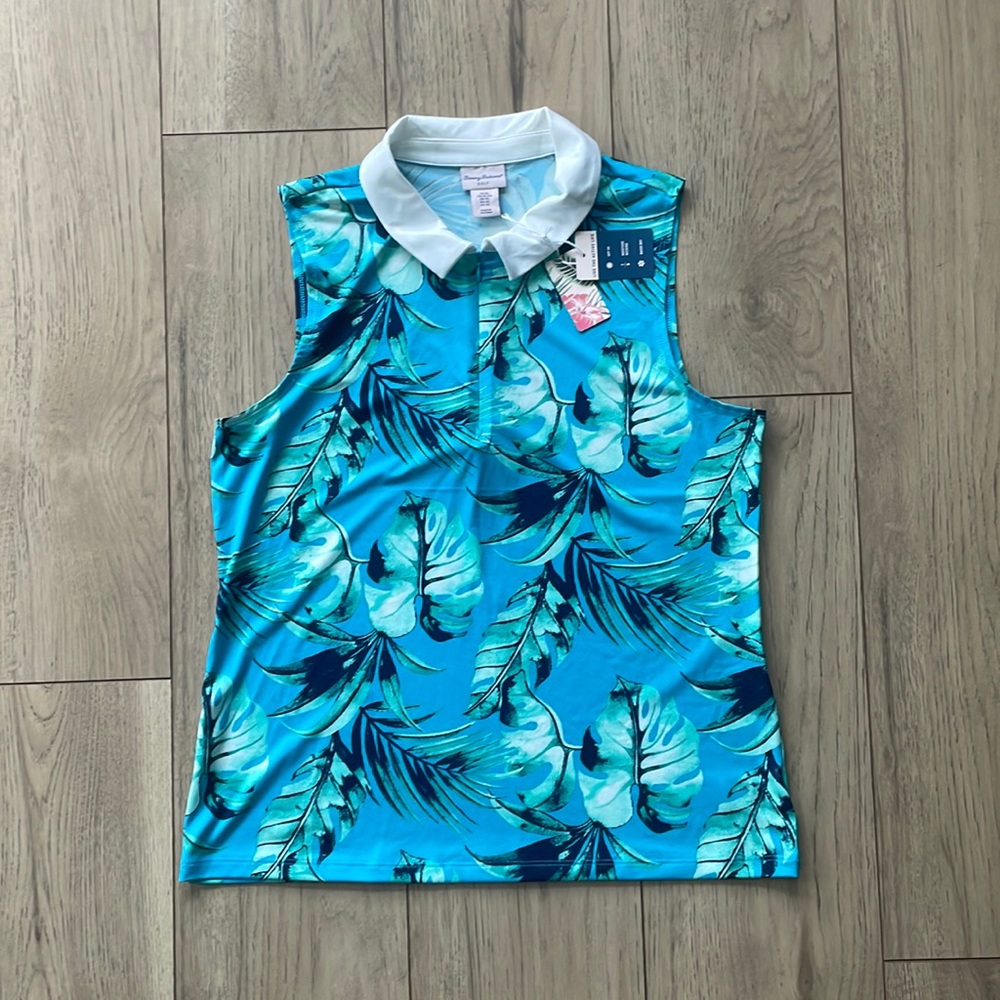NWT Tommy Bahama Golf Floral Quarter Zip Sleeveless Top Women’s XL